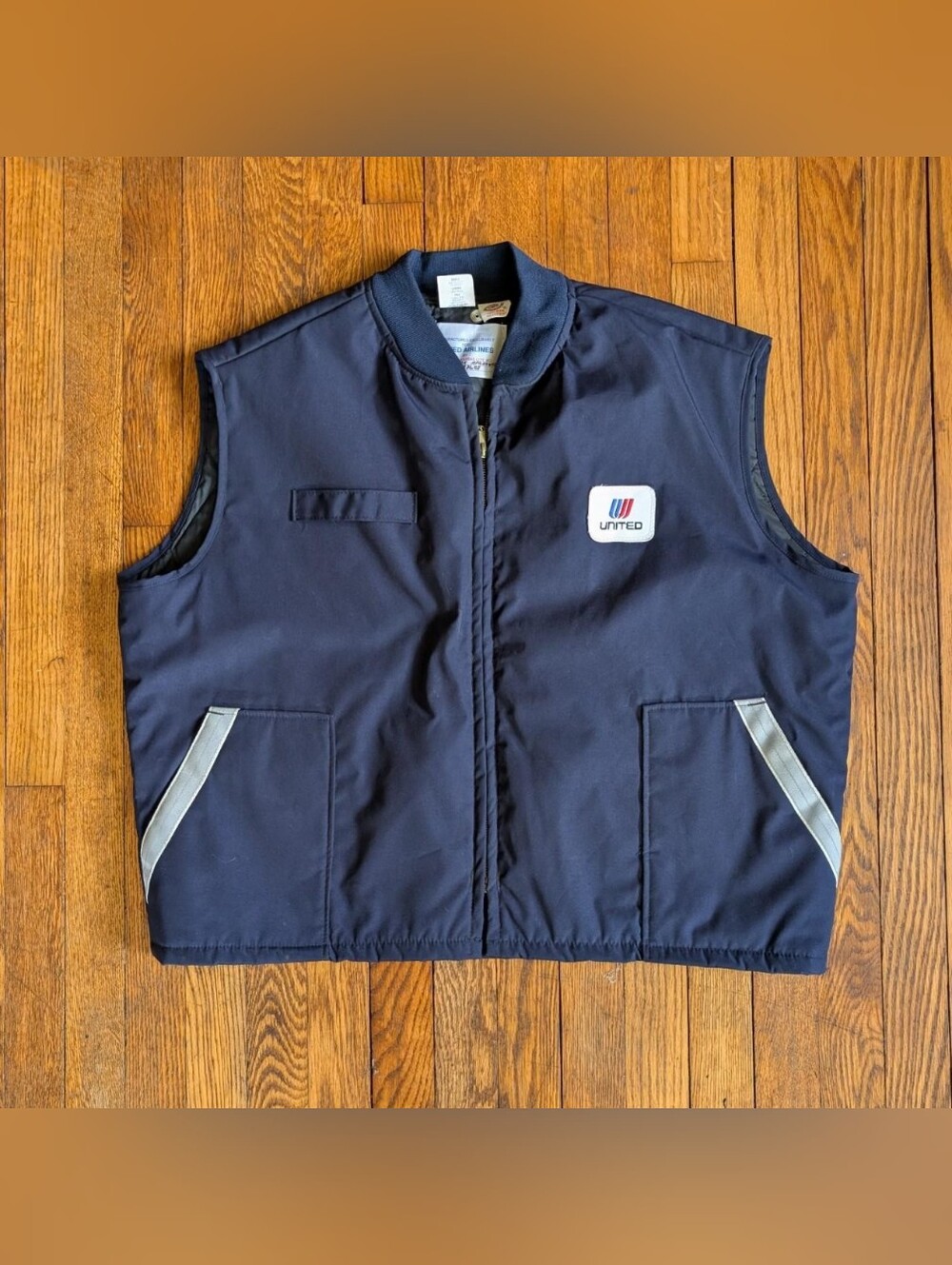 Vintage United Airlines Navy Blue Vest Maintenance Uniform 80's
